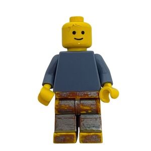 LEGO Minifigure Classic Yellow Smiley Face Sand Blue Torso Yellow Legs Vintage